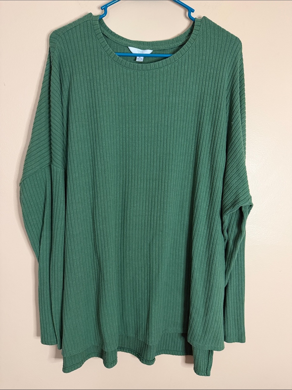 Women's Ribbed Long-Sleeve Crewneck Top - Green